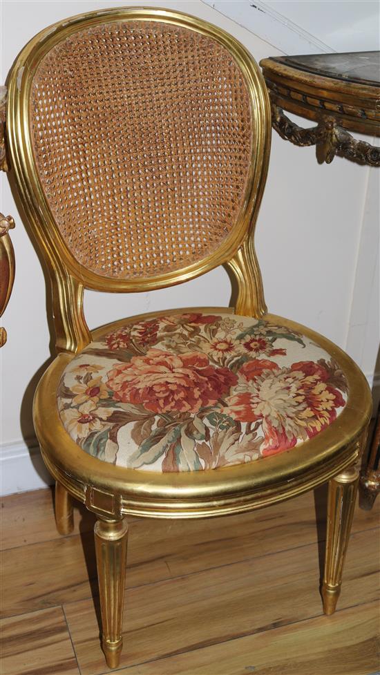 A pair of giltwood salon chairs